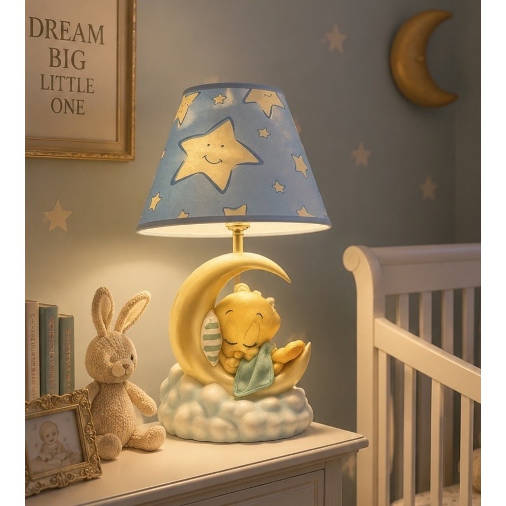 Warner Brother's Vintage 90s Tweety Lamp w/ LampShade 18"celestial Moon Table